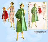 Simplicity 1505: 1950s Misses Dress & Swagger Coat Sz 30B Vintage Sewing Pattern