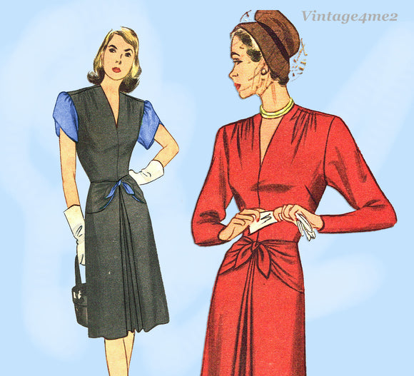 1940s Vintage Simplicity Sewing Pattern 1517 WWII Misses Dinner Dress Sz 30 Bust