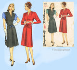 1940s Vintage Simplicity Sewing Pattern 1517 WWII Misses Dinner Dress Sz 30 Bust