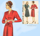 1940s Vintage Simplicity Sewing Pattern 1517 WWII Misses Dinner Dress Sz 30 Bust