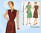 1940s Vintage Simplicity Sewing Pattern 1541 Misses Day Dress Size 30 Bust