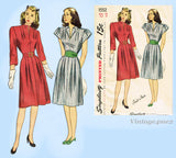 Simplicity 1552: 1940s Miises WWII Day Dress Sz 36 B Vintage Sewing Pattern