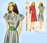 Simplicity 1552: 1940s Miises WWII Day Dress Sz 36 B Vintage Sewing Pattern