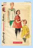 Original Circa 1955 Simplicity Pattern No. 1552 - Maternity Tops