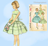 1950s Vintage Simplicity Sewing Pattern 1557 Cute Little Girls Party Dress Sz 10