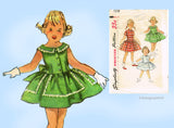 Simplicity 1558: 1950s Sweet Toddler Girls Dress Size 4 Vintage Sewing Pattern