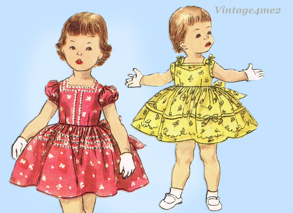 Simplicity 1559: 1950s Sweet Toddler Girls Dress Size 2 Vintage Sewing Pattern