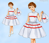 Simplicity 1561: 1950s Charming Little Girls Dress Size 7 Vintage Sewing Pattern