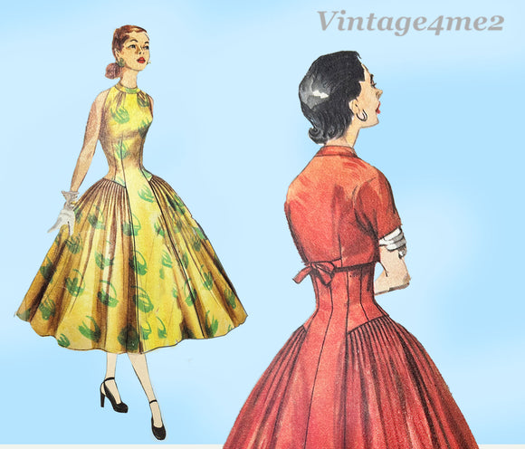 Simplicity 1571: 1950s Chic Misses Cocktail Dress Sz 30 B Vintage Sewing Pattern