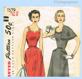 1950s Vintage Simplicity Sewing Pattern 1579 Plus Size Womens Dress 42 Bust
