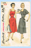 1950s Vintage Simplicity Sewing Pattern 1579 Plus Size Womens Dress 42 Bust