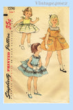 1950s Vintage Simplicity Sewing Pattern 1596 Cute Toddler Girls Party Dress