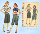 1940s Vintage Simplicity Sewing Pattern 1613 WWII Beach Midriff Top Shorts Sz 34 B