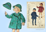 Simplicity 1625: 1930s Toddler Coat Leggings and Hat Sz2 Vintage Sewing Pattern