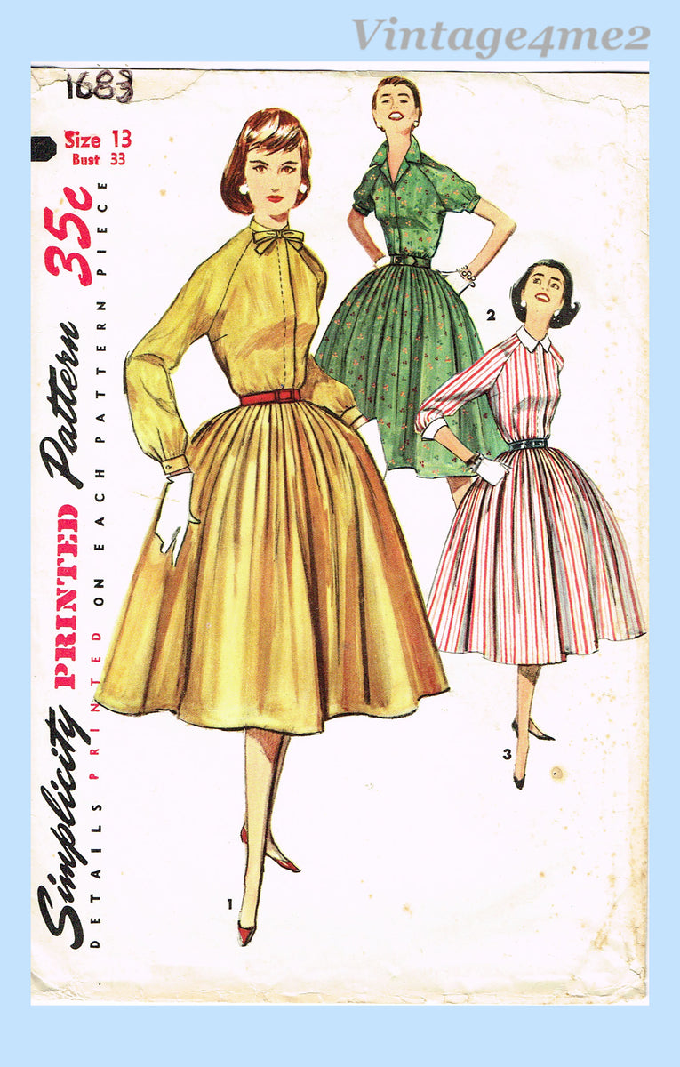 1950s Misses Simplicity Sewing Pattern 1683 Misses Rockabilly Dress ...