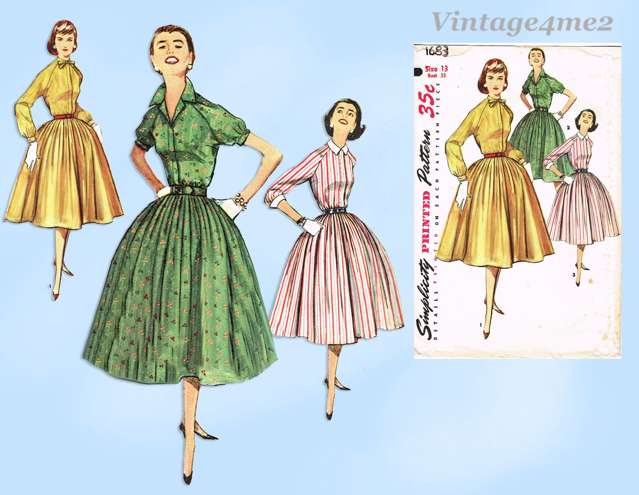 1950s Misses Simplicity Sewing Pattern 1683 Misses Rockabilly Dress Vintage4me2 1950s Misses Simplicity Sewing Pattern 1683 Misses Rockabilly Dress Vintage4me2