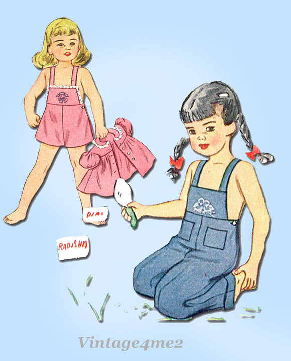 Simplicity 1687: 1940s Toddler Romper and Jacket Sz2 Vintage Sewing Pattern WWII