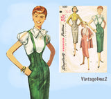 Simplicity 1689: 1950s Misses High Waist Suspender Skirt 36 B VTG Sewing Pattern