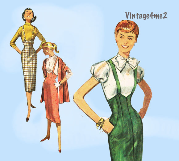 Simplicity 1689: 1950s Misses High Waist Suspender Skirt 36 B VTG Sewing Pattern