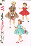 Simplicity 1701: 1950s Sweet Toddler Girls Dress Size 4 Vintage Sewing Pattern