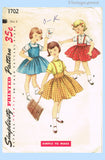 Simplicity 1702: 1950s Sweet Toddler Girls Dress Vintage Sewing Pattern