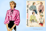 Simplicity 1728: 1940s Cute Post WWII Misses Blouse Vintage Sewing Pattern