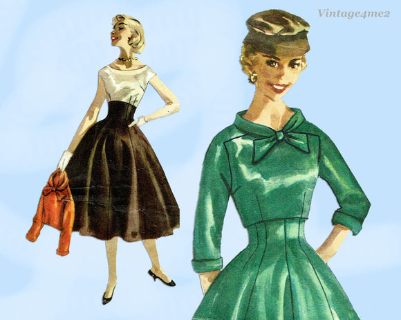 Simplicity 1764: 1950s Misses Empire Waist Dress Sz 36 B Vintage Sewing Pattern