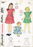 Simplicity 1787: 1940s Toddler Girls Princess Dress Vintage Sewing Pattern Size 1