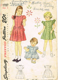 Simplicity 1787: 1940s Toddler Girls Princess Dress Vintage Sewing Pattern Size 2