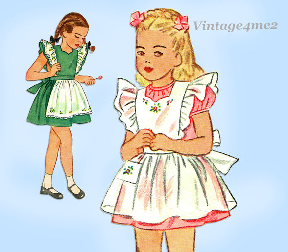 Simplicity 1789: 1940s Cute Baby Girls Pinafore Dress Vintage Sewing Pattern