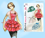 1950s Vintage Simplicity Sewing Pattern 1805 Misses Tiered Party Apron Fits All