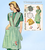 1940s Vintage Simplicity Sewing Pattern 1837 Uncut Misses Embroidered Apron MED