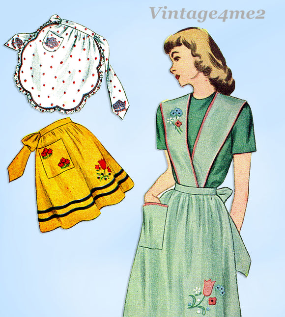 1940s Vintage Simplicity Sewing Pattern 1837 Uncut Misses Embroidered Apron MED