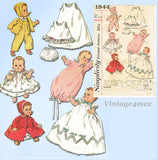 1950s Vintage Simplicity Sewing Pattern 1844 11 1/2 Inch Baby Doll Clothes ORIG