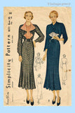 1930s Vintage Simplicity Sewing Pattern 1871 Chic Misses Street Dress Sz 36 Bust