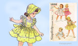 Simplicity 1896: 1950s Cute Baby Girls Dress & Pinafore Sz3 Vintage Sewing Pattern