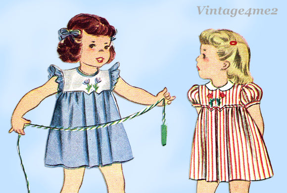 Simplicity 1917: 1940s Sweet Baby Girls Dress Size 1 Vintage Sewing Pattern