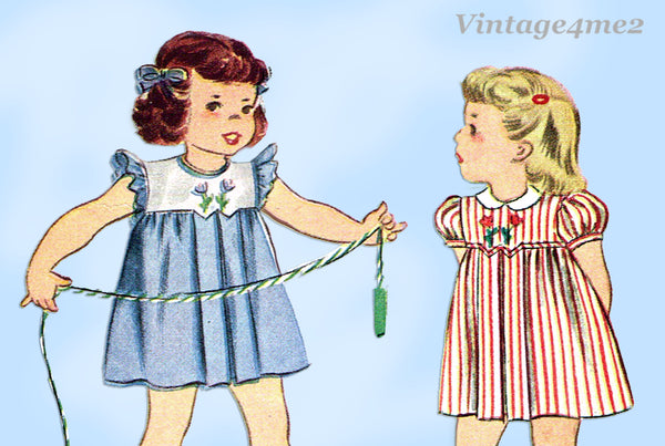 Simplicity 1917: 1940s Sweet Baby Girls Dress Size 1 Vintage Sewing Pattern