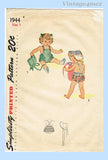 1940s Vintage Simplicity Pattern 1944 Baby Girls WWII Sun Suit & Bonnet Sz 1