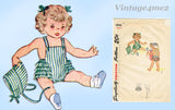 1940s Vintage Simplicity Pattern 1944 Baby Girls WWII Sun Suit & Bonnet Sz 1
