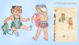 1940s Vintage Simplicity Pattern 1944 Baby Girls WWII Sun Suit & Bonnet Sz 1