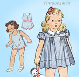 1940s Vintage Simplicity Pattern 1957 Sweet Baby Girls Dress & Combination Set