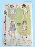 1940s Vintage Simplicity Pattern 1957 Sweet Baby Girls Dress & Combination Set