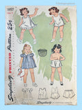 1940s Vintage Simplicity Pattern 1957 Sweet Baby Girls Dress & Combination Set