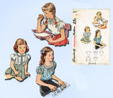 1940s Vintage Simplicity Sewing Pattern 2047 Sweet Toddler Girls Blouse Size 2