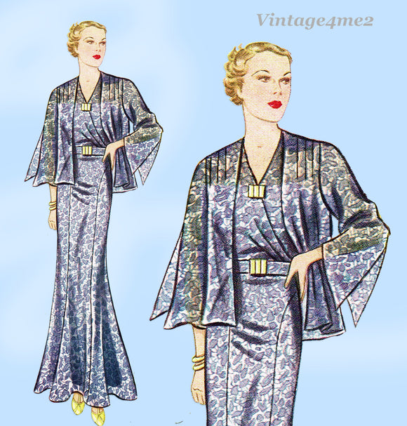 Simplicity 2091: 1930s Rare Misses Evening Gown Sz 38 Bust Vintage Sewing Pattern