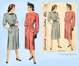 Simplicity 2137: 1940s Uncut Misses WWII Dress Size 32 B Vintage Sewing Pattern