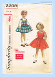 Simplicity 2209: 1950s Girls Easy Jumper Dress Sz6 Vintage Sewing Pattern