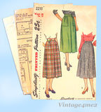1940s Vintage Simplicity Sewing Pattern 2211 Misses WWII Day Skirt 28 Waist