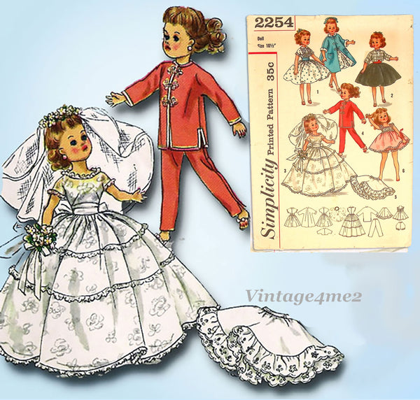 \1950s Vintage Simplicity Sewing Pattern 2254 10.5 Inch High Heel Doll Clothes ORIG
